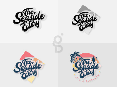 "The Seaside Eatery" Lettering Logo. branding design flat logo graphic design hand drawn logo illustration lettering logo logo design logo maker logodesign restaurant logo typography ui vector