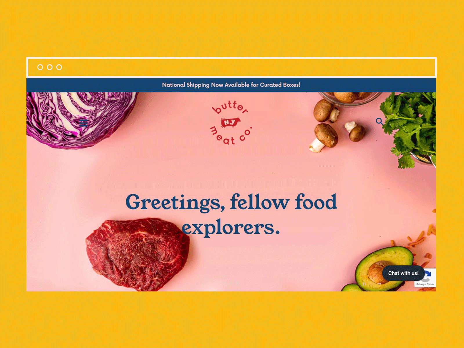 Butter Meat Co. Site beef branding cow food styling meat shopify web design