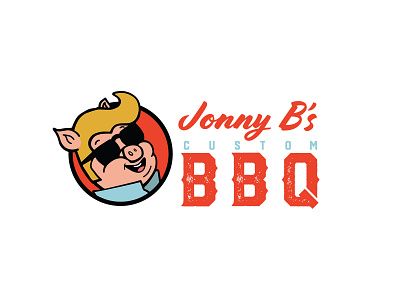 Jonny B's BBQ Logo barbecue barbeque bbq branding food truck illustration logo pig restaurant sunglasses