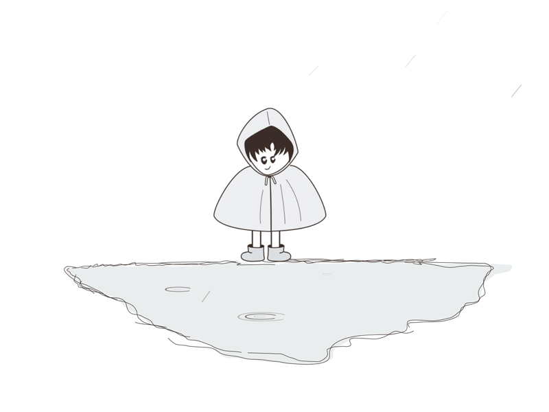 Puddle boy splash raining puddle jump design illustration after effects animation animated gif