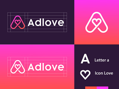 Letter A Adlove Logo Design Concept brand branding clean concept design gradient graphic design icon identity illustration illustrator letter line logo logotype monogram type typeface vector vectors