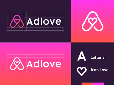 Letter A Adlove Logo Design Concept