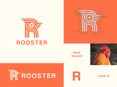 Letter R Rooster Logo Design Concept brand branding clean cook design graphic design identity illustration letter lettermark logo logotype mark minimalist monogram rooster type vector