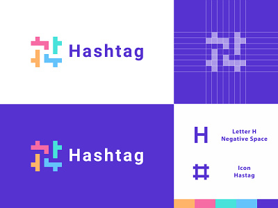Letter H Hashtag Logo Design Concept brand branding clean concept creative design graphic design icon identity illustration lettermark logo logotype negative space simple symbol type ui ux