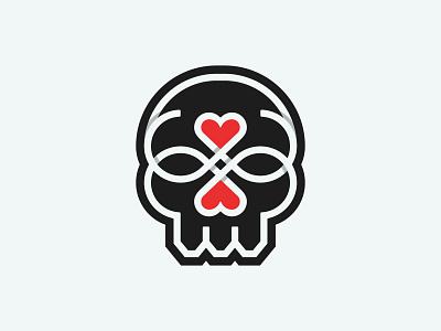 Skull Heart Logo black brand branding character death design heart horror icon identity illustration logo love mark mascot monochrome red skeleton skull