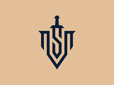 Monogram SM Sword Shield Logo