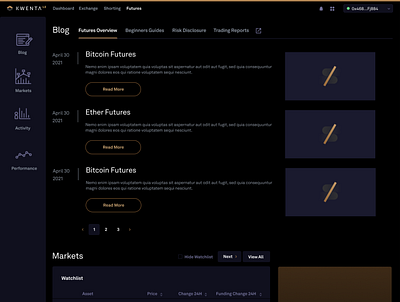 Futures - Kwenta Dashboard crypto dashboard figma market stocks system systemdesign ui userinterface