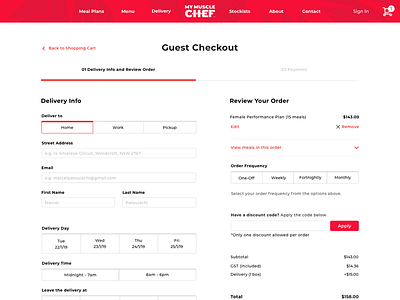 My Muscle Chef Guest Checkout cart checkout desktop ecommerce food guest shopping