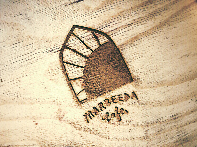 Marbeeda Cafe - on wood branding cafe engrave logo texture wood