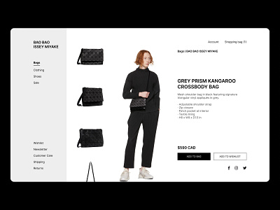 Product Detail Page for Handbag design detail page landing page ui ux website