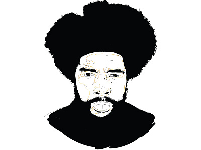 questlove blacknwhite drummer hiphop illustration questlove theroots