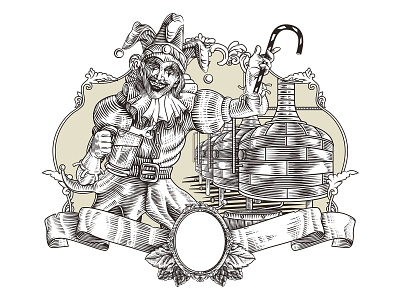 Clown beer illustration print