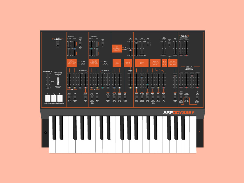 Arp Odyssey Synthesizer electronics gear music vector illustration synthesizer