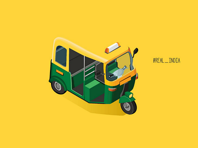 Just A Regular auto rickshaw flat color illustration stickers