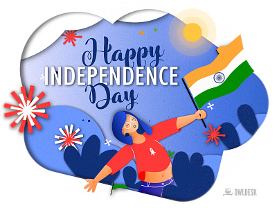 Independence Day banner design flat colors gradient graphics illustration illustrator independence day love papercut photoshop typography vector