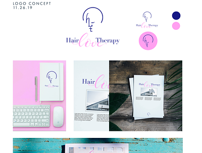 Logo Concept for (HTL) Hair Love Therapy beauty logo beauty salon branding branding design design mental health pink smallbusiness women in design women in illustration