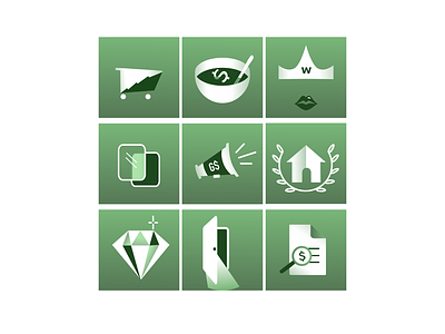Social Icons for Wealth Management carts crowns finacial literacy graphic design green home icons illustrator marketing money social media marketing taxes wealth