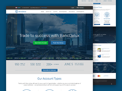 Banc Delux Website designer desktop flat forex trading typography ui web design