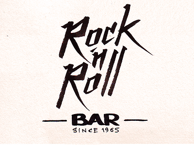 Rock 'n Roll Bar bar brush diagonal heavy lettering rock rock and roll roll script type typography