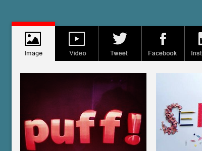 Editor Tab Selection facebook grey image red select tab tweet video