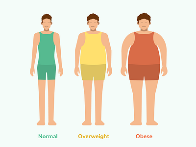 Body types illustration for Sweetch Health body flat flatdesign healthy illustration mobile mobile app normal obese overweight sweetch sweetch health vector art