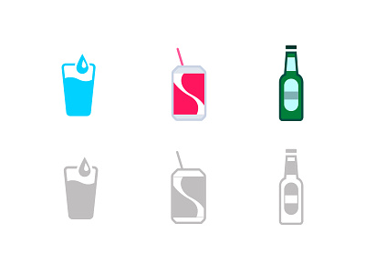 Drink types icons for Sweetch Health beer beer bottle bottle flat illustration glass health health app healthcare healthy icons mobile mobile app soda soda can water wellness
