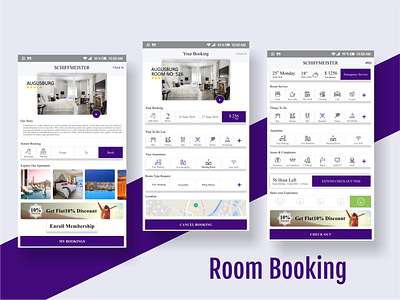 Hotel room booking app app application ui design flat illustration ui vector