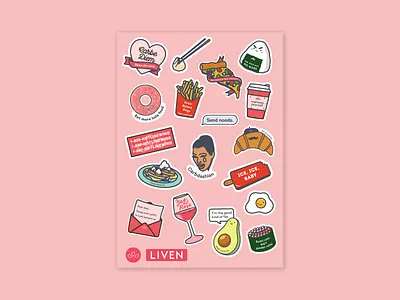 Punny Stickers food illustrations livenpay