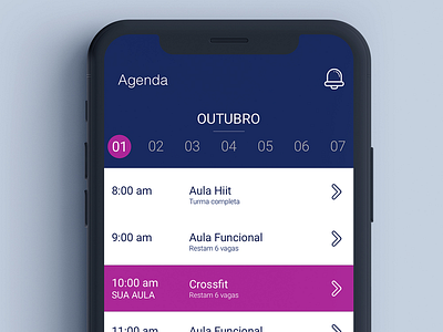 Agendamento e check-in para academias app design digital product ui ux