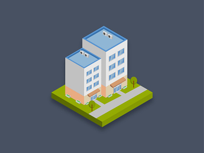 Apartment building 3d apartment art building business center city commercial design graphic icon illustration isometric plaza property residence shopping mall town tree