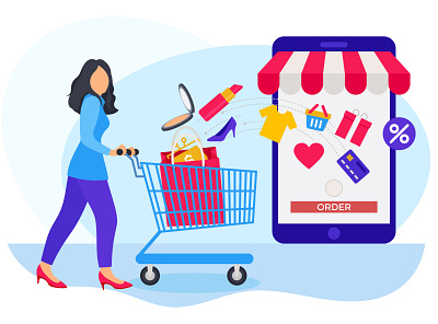 Online shopping on website application vector concept version 6. application art buy cart conecpt design discount ecommerce graphic illustration internet mobile offer online online shop online shopping people sale shopping website