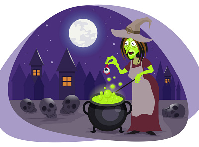 Halloween magic witch 🧛‍♀️🧟‍♂️ art celebration danger design festival graphic horror hunted illustration magic monster moon night pot scary skull spooky wallpaper witch