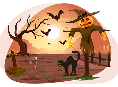 Halloween hunted 🧟‍♂️ animal art cat celebration danger design festival graphic graveyard halloween horror hunted illustration pumpkin scary spooky sun tomb wallpaper