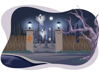 Halloween graveyard house 🧟‍♂️ art danger design ghost graphic graveyard halloween horror hunted illustration monster moon night scary spooky theme tomb tombstone wallpaper