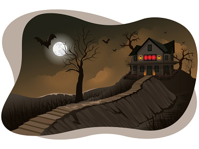 Halloween hunted house 🧟‍♂️ 🏚 art bat celebration danger design festival graphic halloween horror place house hunted illustration night nightclub october theme wallpaper