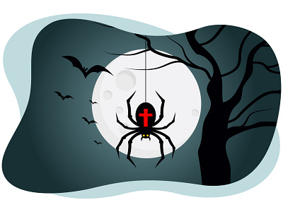 Halloween spider web 🕷️🕸️ animal art bat celebration danger design festival graphic halloween horror hunted illustration moon net night spider spider web tree