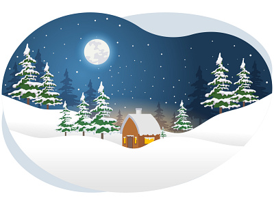 Merry Christmas art celebration christmas december design festival graphic greeting home house illustration merry merry christmas moon night pine tree snow winter