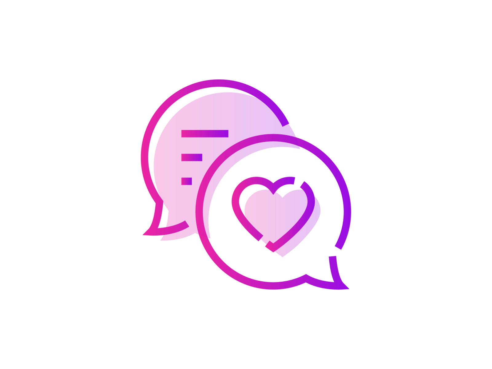 Love chatting 💕👇 art bubbles chat chatting comment communication couple design discuss gradient graphic heart icon love message sms talk text vector