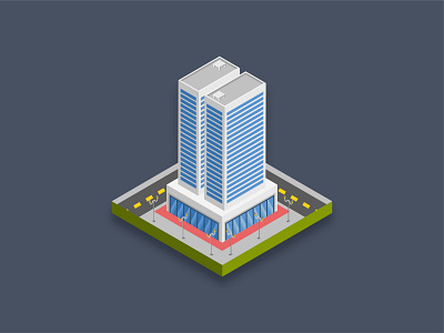 Residence building - Isometric 3D illustration. art bank building city commercial design famous graphic icon illustration mall residential road shopping town