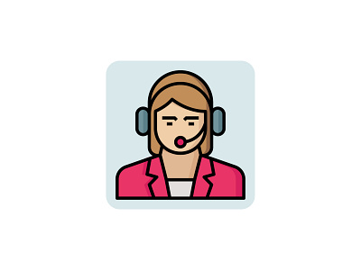 Service Employee 👇 art call center customer design employee female filled outline graphic headphone helpline icon illustration job lady office service support vector
