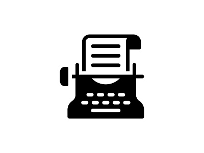 Typewriter 👇 art black compose composing design document glyph graphic icon illustration keyboard paper type typewriter typing vector