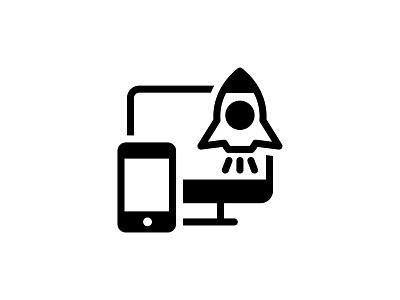 Mobile App Launching 👇 art black design digital glyph glyphsapp graphic icon illustration launching marketing mobile monitor phone smartphone startup technology vector
