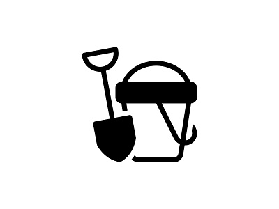 Sand Bucket 👇 art beach black bucket design glyph graphic holiday icon illustration kids sand shovel summer vacation vector