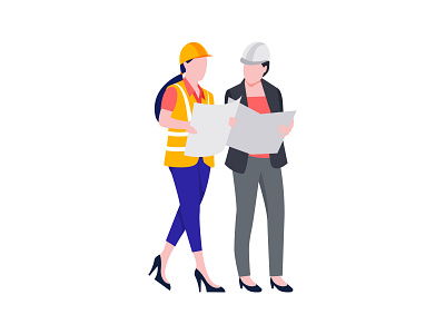 Engineers 👇 architect art blueprint construction design engineer engineers female graphic illustration job labour map work worker
