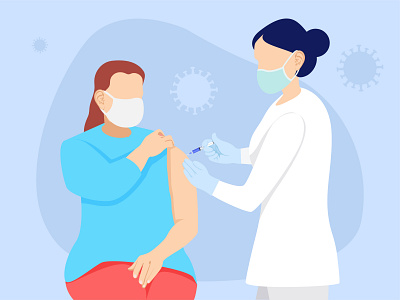 Doctor giving vaccine to girl Illustration 👇 art corona design graphic illustration people