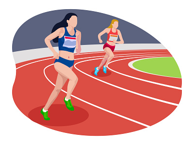 Female runner running in race 👇 art design graphic illustration olympic