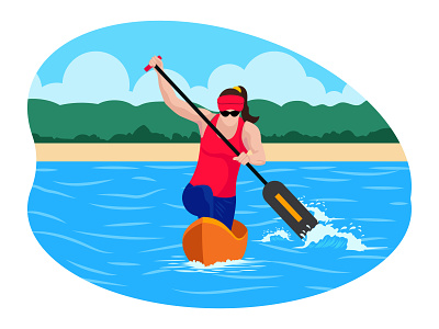 Female Boating player 👇 art design graphic illustration water