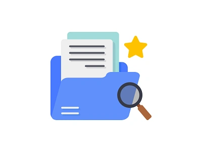 Files folder search with paper documents 👇🏼 magnifier