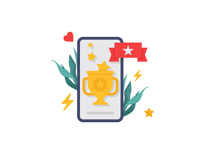 Winner cup mobile, customer promotion surprise 👇🏼 illustration