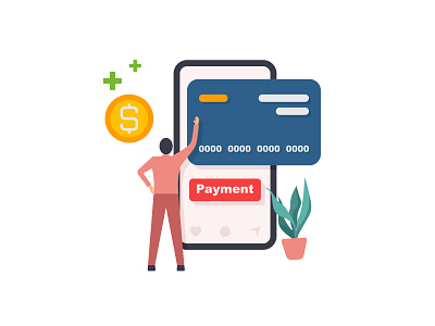Payment by credit card wallet on mobile phone 👇🏼 illustration